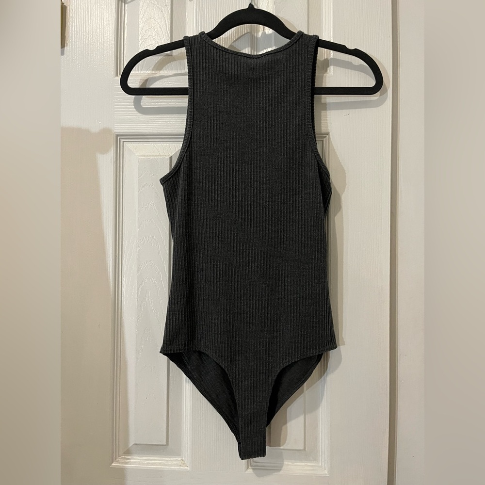Grey Ribbed Bodysuit - Picture 4 of 5